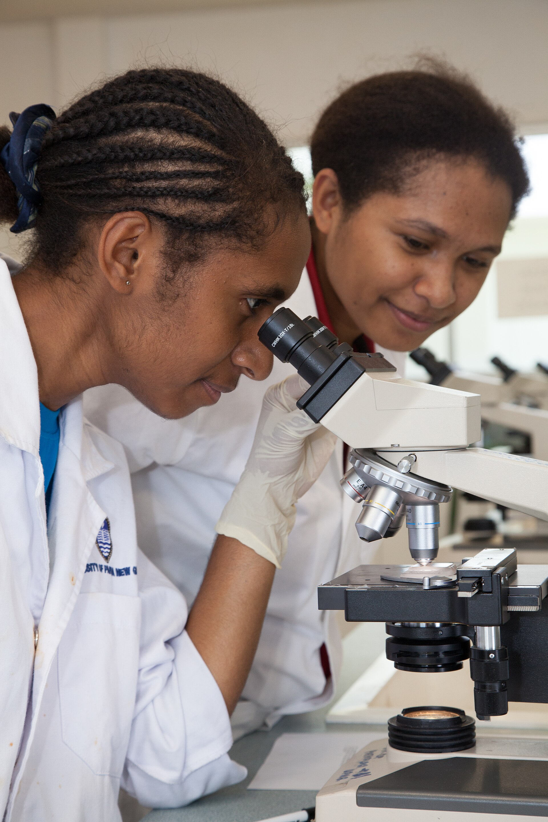 Science students from UPNG doing pactical exams at the Science area of the Port Moresby General Hospital compound.